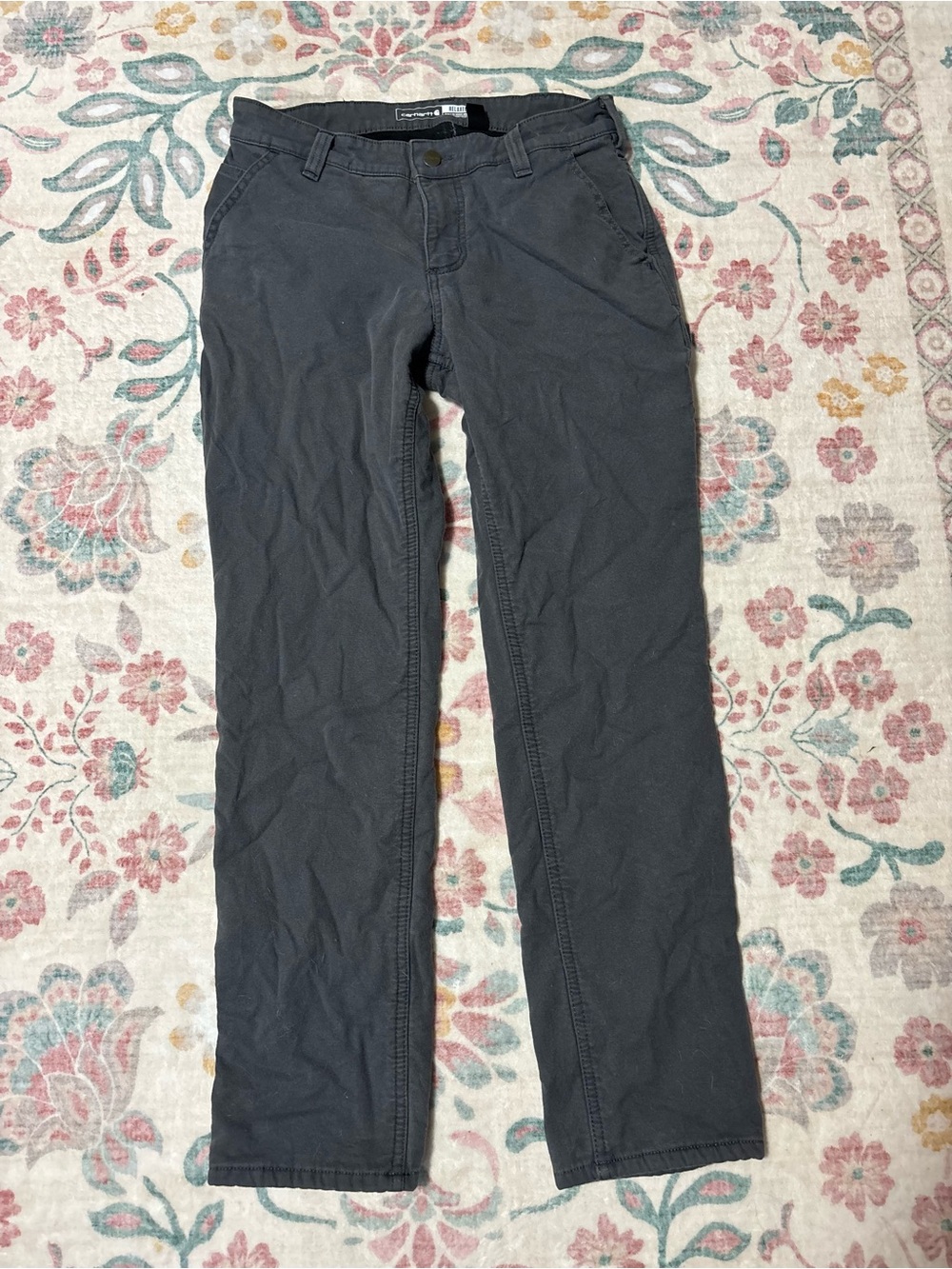 Carhartt Fleece lined relaxed fit Straight-Leg Pants in Charcoal Gray